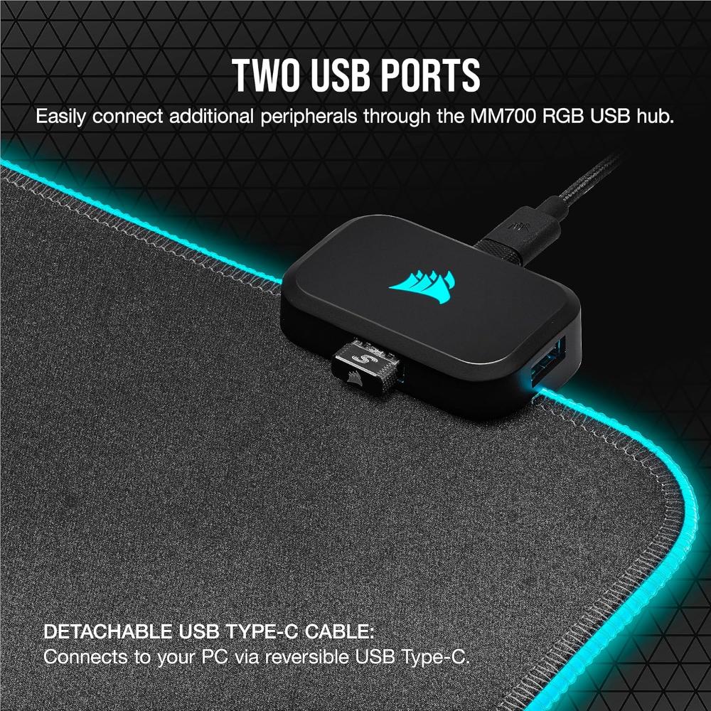 CORSAIR MM700 RGB Extended Mouse Pad | 360° RGB Gaming Surface (930 × 400mm)