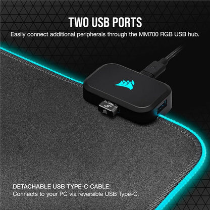 CORSAIR MM700 RGB Extended Mouse Pad | 360° RGB Gaming Surface (930 × 400mm)