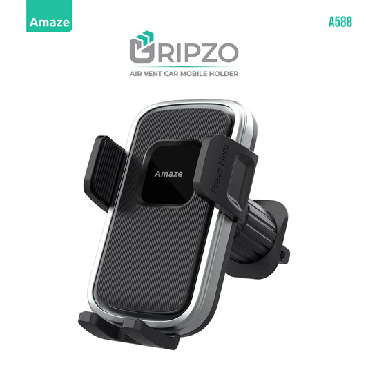 Amaze A588 Gripzo Air Vent Car Mobile Holder | Secure Grip | 360° Rotation | Universal Fit | Black