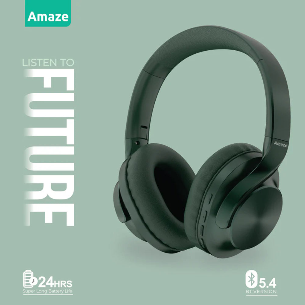 Amaze A650 | Strong Bass Bluetooth Wireless Headphone | 24 Hours Battery Time | BT 5.4 Version | Adjustable Headband | Built-in Mic