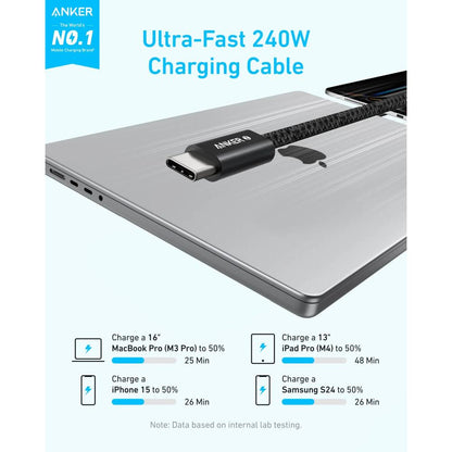 Anker Zolo A8060 USB-C to USB-C Cable | 240W PD 3.1 | 1.5M Braided Nylon | Fast Charging & Data Transfer
