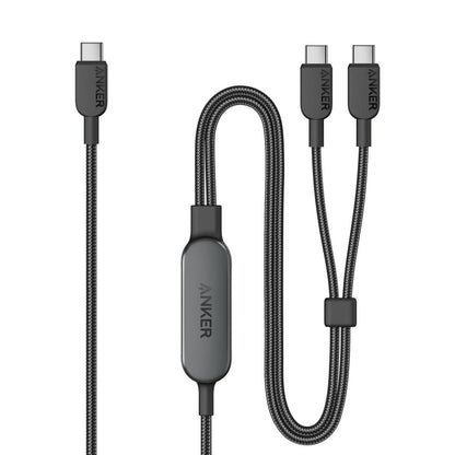 Anker | 2-in-1 USB-C to USB-C Cable | 140W Max PD Charging | 1.2M Length | Black | Smart Power Management | Braided Nylon | For MacBook Pro, Laptop, Tablet, Power Bank, USB-C Charger