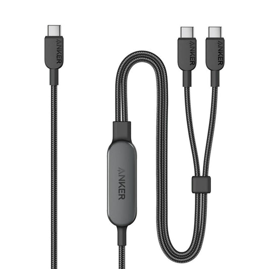 Anker | 2-in-1 USB-C to USB-C Cable | 140W Max PD Charging | 1.2M Length | Black | Smart Power Management | Braided Nylon | For MacBook Pro, Laptop, Tablet, Power Bank, USB-C Charger