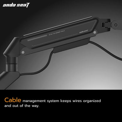 AndaSeat Stealth II A6D Ergonomic Single Monitor Arm | Gas Spring Monitor Mount | 17"–32" | Full Motion Adjustment