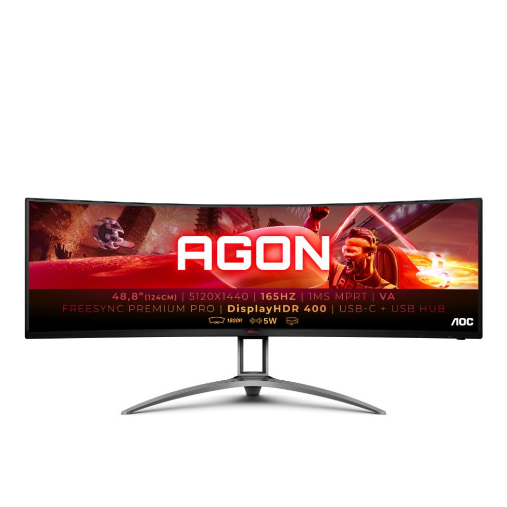 AOC AGON AG493UCX2 | 49" Curved DQHD Gaming Monitor 165Hz 1ms MPRT, HDR400, Adaptive Sync, USB-C