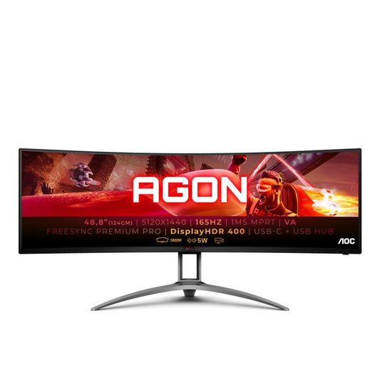 AOC AGON AG493UCX2 | 49" Curved DQHD Gaming Monitor 165Hz 1ms MPRT, HDR400, Adaptive Sync, USB-C
