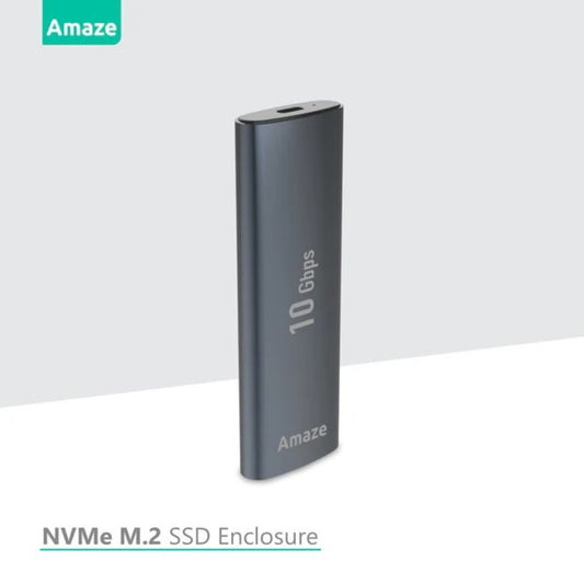 Amaze A222 Aluminium Alloy NVMe M.2 SSD Enclosure | Up to 10Gbps Speed, Dual Cable Support, Advanced Heat Dissipation | Tool-Free Design