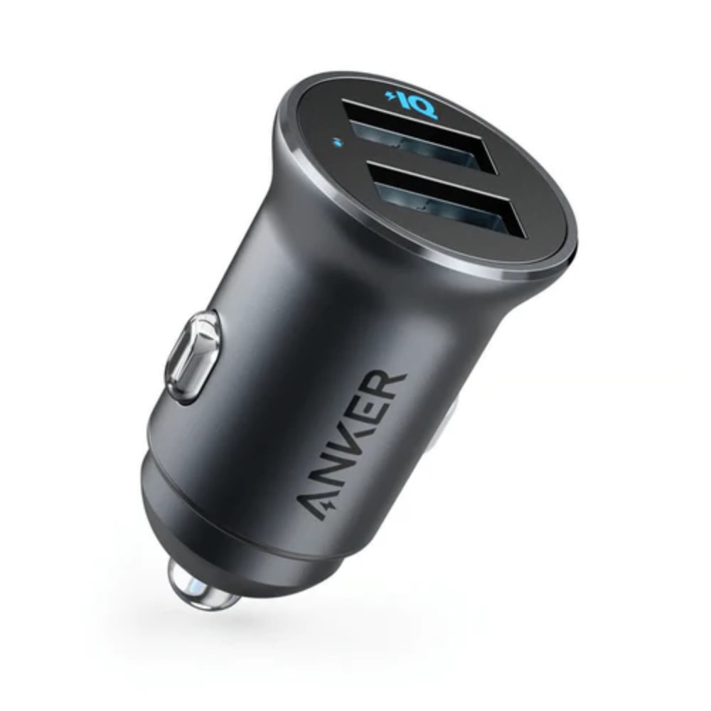 Anker A2727 | PowerDrive 2 Alloy | 24W Mini Car Charger | Dual USB-A Ports | Compact Metal Design | MultiProtect Safety | For iPhone, Android, Dash Cams, USB Devices