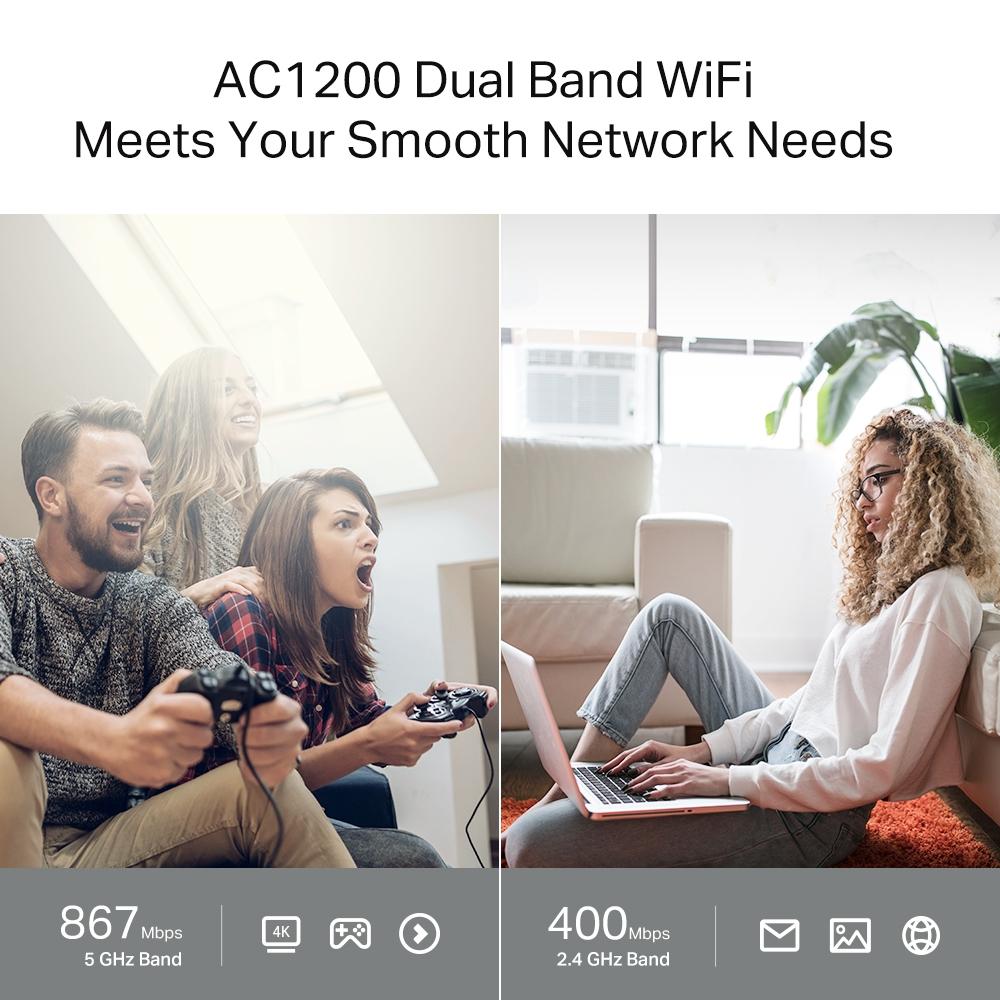 TP-Link Archer C64 AC1200 Wireless MU-MIMO WiFi Router | Dual Band WiFi 5 | 867Mbps 5GHz | 400Mbps 2.4GHz | Gigabit Ports | WPA3 | EasyMesh | Access Point Mode