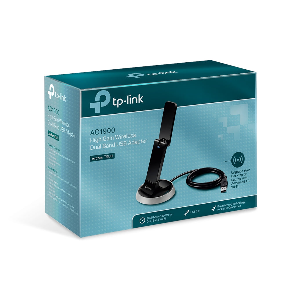 TP-Link Archer T9UH AC1900 High Gain Wireless Dual Band USB Adapter | Ultra-Fast Wi-Fi with Beamforming, USB 3.0 Cradle, and Extended Range