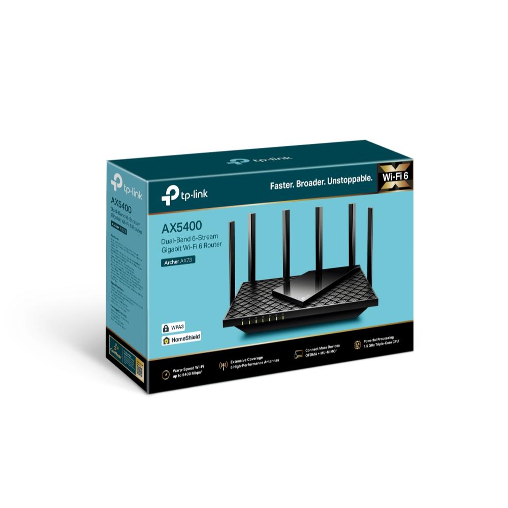 TP-Link Archer AX73 AX5400 Dual-Band Gigabit Wi-Fi 6 Router | 5400Mbps | 6-Stream | 4×4 MU-MIMO | OFDMA | 160MHz | USB 3.0 | OneMesh | HomeShield