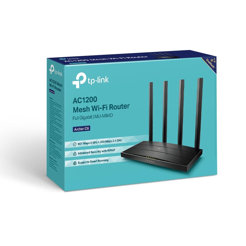 TP-Link Archer C6 AC1200 Wireless MU-MIMO Gigabit Router | Dual-Band Wi-Fi 5 | 867Mbps | MU-MIMO | Beamforming | OneMesh | Access Point Mode