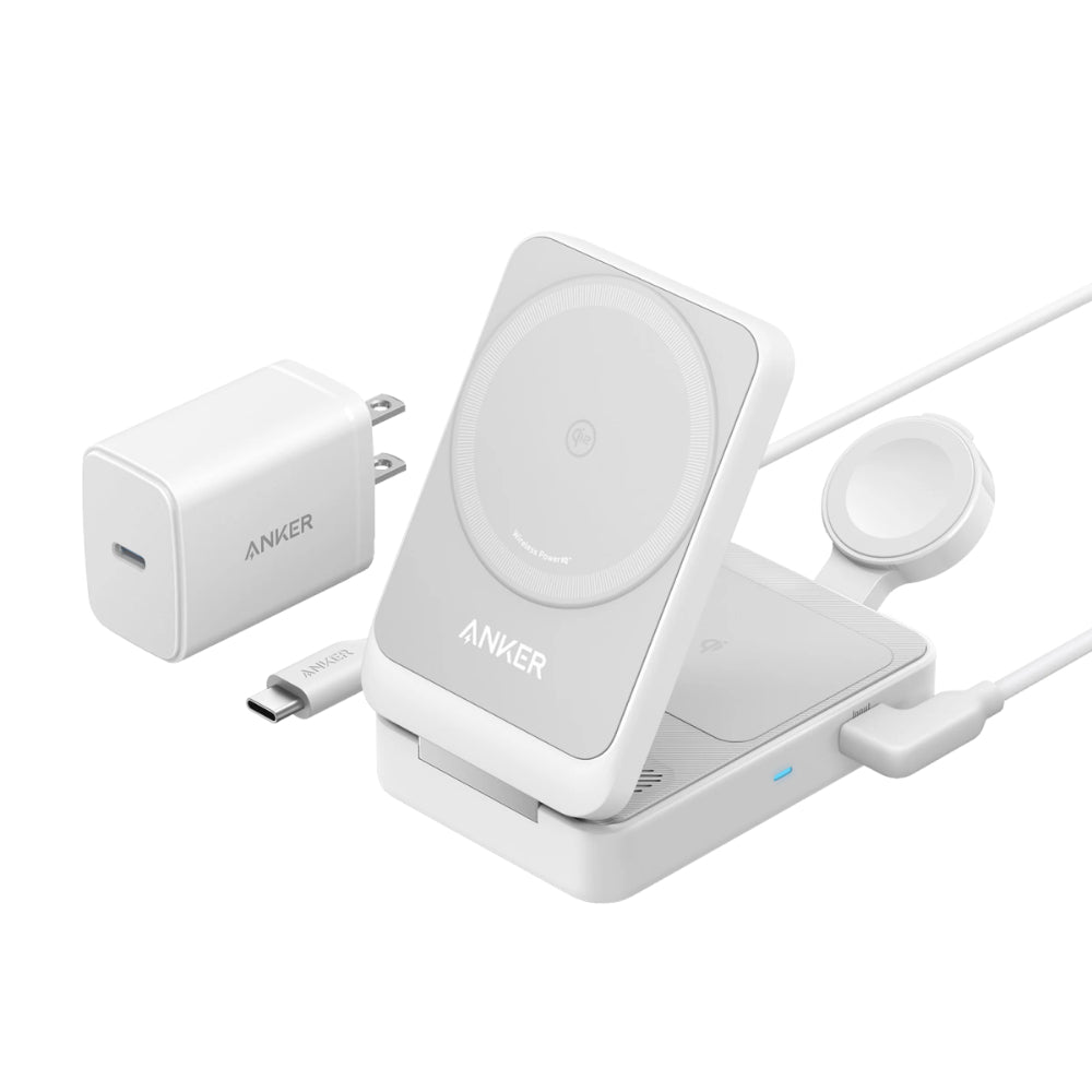 Anker MagGo Wireless Charging Station (Foldable 3-in-1) B2557 | 15W Qi2 Magnetic Wireless Charger for iPhone, Apple Watch & AirPods