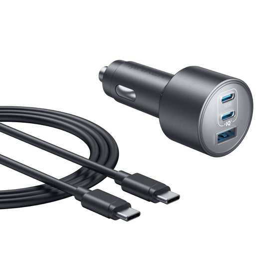 Anker Nano | 167.5W Car Charger | 3-Port High-Speed Charging | Dual USB-C + USB-A | Metal Alloy Build | For MacBook, iPhone, Galaxy, iPad, USB-C Devices