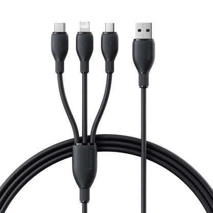 Baseus Ultra-Fast Series | 3-in-1 Fast Charging Cable | USB-A to Micro + Lightning + USB-C | 3.5A Max Output | Braided | Reinforced Connectors | 1.3 Meter | Cosmic Black | Model P10376303121-00 | For iPhone, Android, Bluetooth Accessories, Power Banks