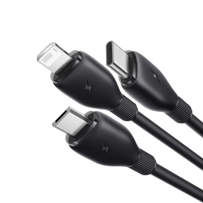 Baseus Ultra-Fast Series | 3-in-1 Fast Charging Cable | USB-A to Micro + Lightning + USB-C | 3.5A Max Output | Braided | Reinforced Connectors | 1.3 Meter | Cosmic Black | Model P10376303121-00 | For iPhone, Android, Bluetooth Accessories, Power Banks