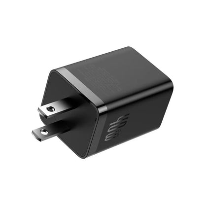 Baseus GaN5 Pro Series | Dual-Port Fast Charger | 2 × USB-C PD | 40W Total Output | GaN5 Pro Technology | Compact Design | US Plug | Black | For Phones, Tablets, USB-C Accessories