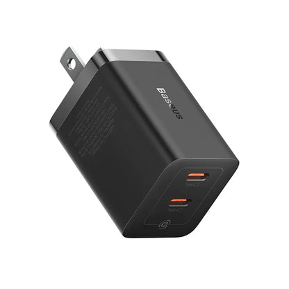 Baseus GaN5 Pro Series | Dual-Port Fast Charger | 2 × USB-C PD | 40W Total Output | GaN5 Pro Technology | Compact Design | US Plug | Black | For Phones, Tablets, USB-C Accessories