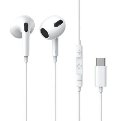 Baseus Encok C17 | Type-C Wired In-Ear Headset | Lateral Earbud Design | USB-C Interface | In-Line Mic | Stereo Sound | Ergonomic Fit | White | For Android Phones, Tablets, USB-C Devices