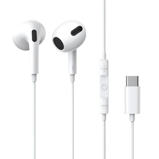 Baseus Encok C17 | Type-C Wired In-Ear Headset | Lateral Earbud Design | USB-C Interface | In-Line Mic | Stereo Sound | Ergonomic Fit | White | For Android Phones, Tablets, USB-C Devices