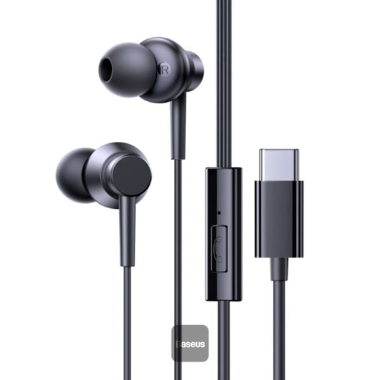 Baseus Encok CZ11 | Type-C Wired In-Ear Headset | USB-C Interface | In-Line Mic | Stereo Sound | Ergonomic Fit | Tangle-Free Cable | Black | For Android Phones, Tablets, USB-C Devices