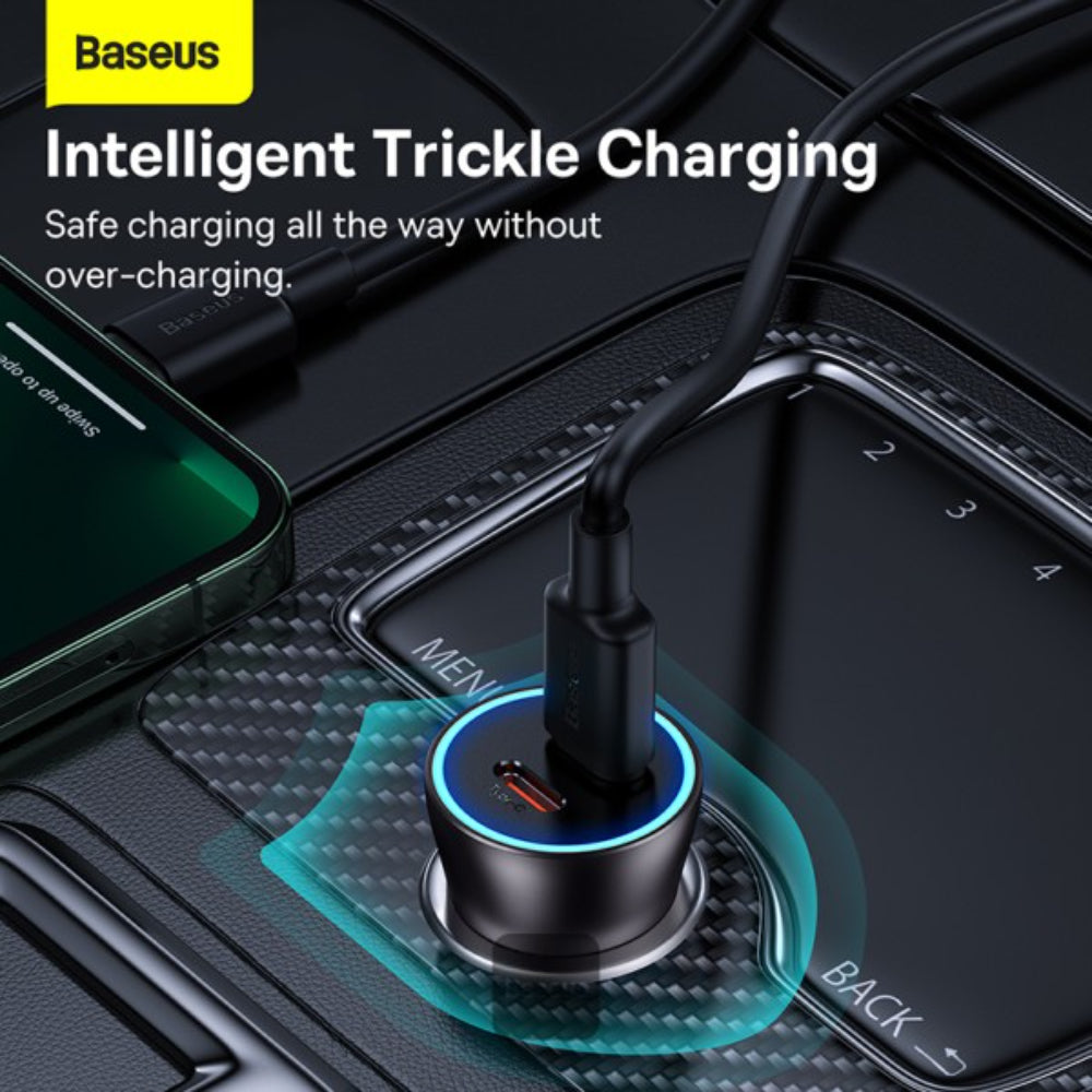 Baseus Golden Contactor Pro | Car Charger | Dual USB-C Output | 40W Total | PD + QC Fast Charging | Intelligent Power Distribution | Gray | For iPhone, Android, iPad, Dashcams