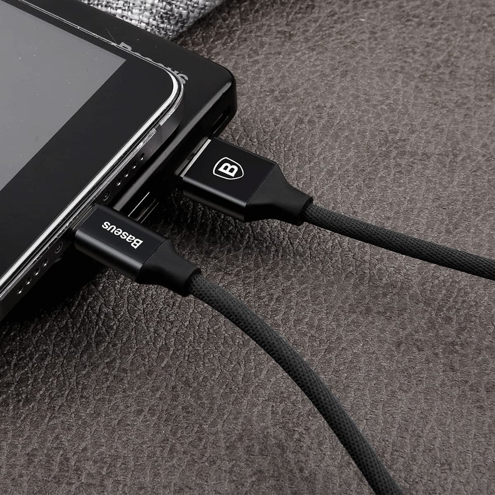 Baseus Yiven Series | USB-A to Micro USB Cable | 2A Charging | 480Mbps Data | Braided | Reinforced Connectors | 1.5 Meter | Black | Model CAMYW-B01 | For Android Phones, Tablets, Power Banks, Bluetooth Accessories