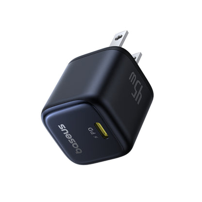Baseus PicoGo Series | GaN Fast Charger | Single USB-C Port | 45W PD Output | GaN Technology | Compact Design | US Plug | Cosmic Black | For Laptops, Tablets, Phones, USB-C Accessories