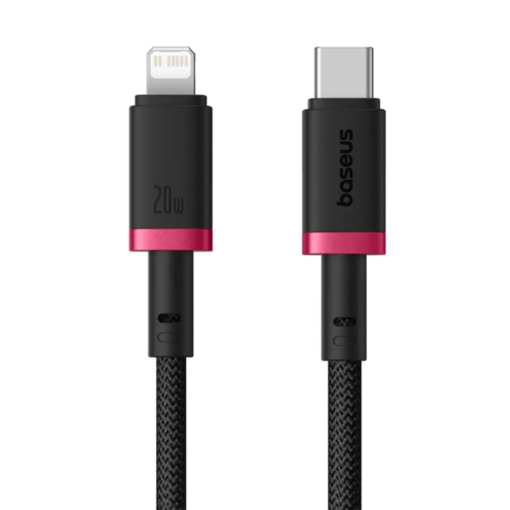 Baseus Dura Series | USB-C to Lightning Cable | 20W PD Fast Charging | 480Mbps Data | Braided | Reinforced Connectors | 2 Meter | Red + Black | For iPhone, iPad, AirPods