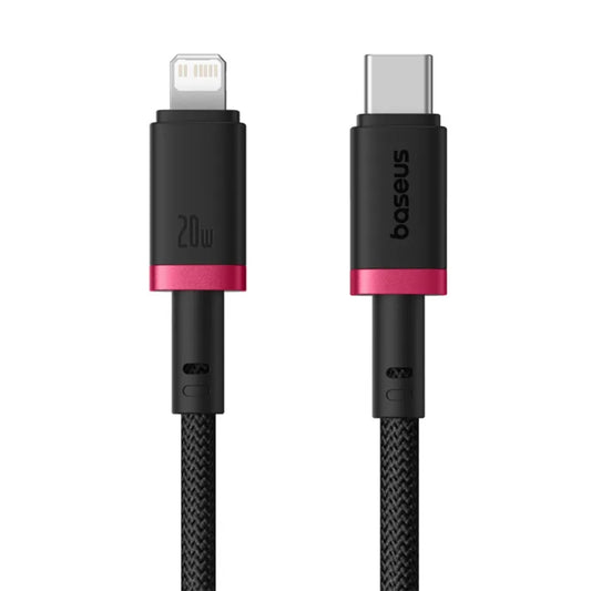Baseus Dura Series | USB-C to Lightning Cable | 20W PD Fast Charging | 480Mbps Data | Braided | Reinforced Connectors | 2 Meter | Red + Black | For iPhone, iPad, AirPods