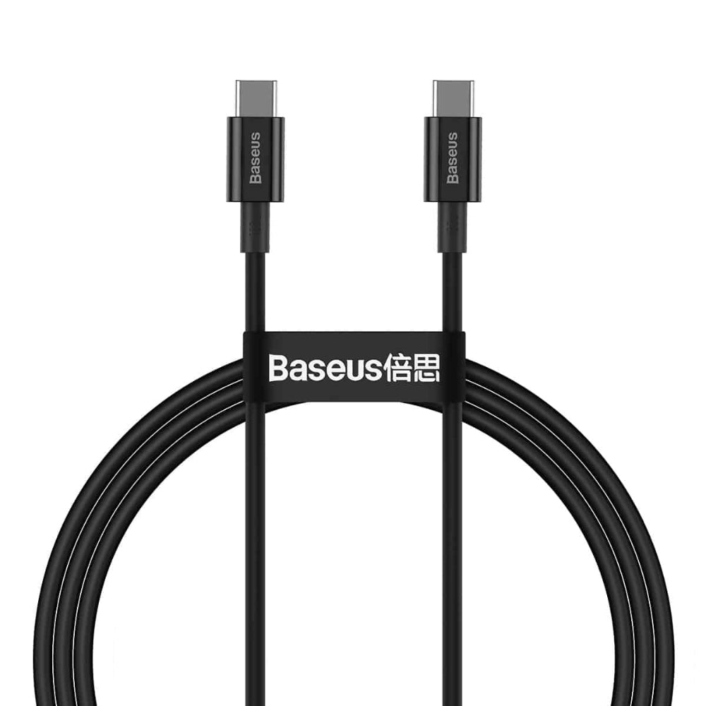 Baseus Superior Series | USB-C to USB-C Cable | 100W PD Fast Charging | 5A High Current | 480Mbps Data | Flexible TPE | E-Marker Chip | 1 Meter / 2 Meter |Black | For Laptops, Tablets, Phones, USB-C Accessories