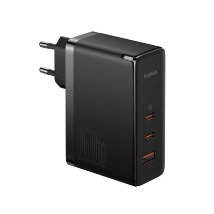 Baseus GaN5 Pro Series | Digital Fast Charger | 2 × USB-C + 1 × USB-A | 160W Total Output | GaN5 Pro Technology | Smart Power Display | Includes USB-C to USB-C Cable | 100W (20V/5A) | 1 Meter | Black | Model CCGP080001 | For Laptops, Tablets, Phones