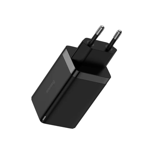 BASEUS GaN5 | 65W Wall Charger (2×USB‑C + 1×USB‑A with C‑to‑C Cable)