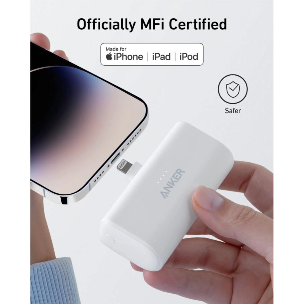Anker Nano Power Bank A1645 | 5000mAh Portable Power Bank with Built-In Lightning Connector & 12W Fast Charging for iPhone