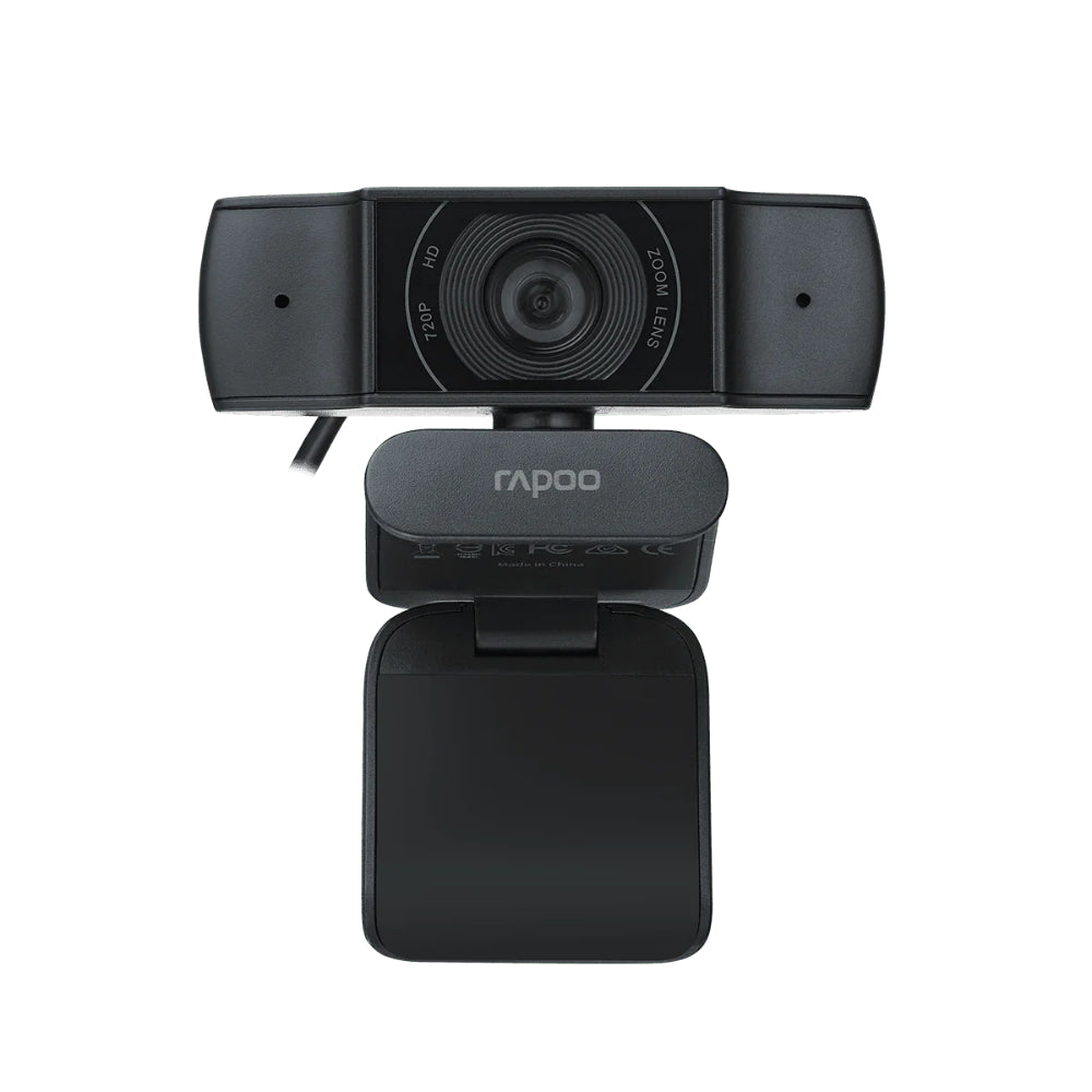 Rapoo C200 Webcam | HD 720p Video | Dual Noise-Cancelling Mic | 90° Wide Angle | USB Plug & Play