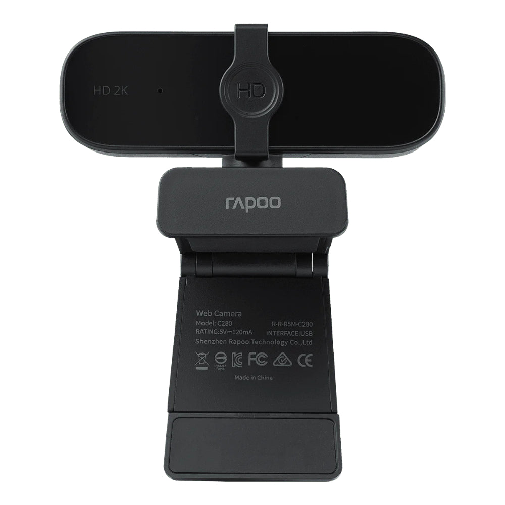 Rapoo C280 2K Webcam | 1440p HD Video | Dual Noise-Cancelling Mic | Privacy Cover | USB Plug & Play