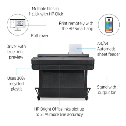 HP DesignJet T630 | Large Format Wireless Plotter Printer | 24" with Mobile Printing