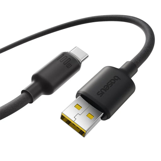 Baseus Foamed Silicone Series | USB-A to USB-C Cable | 100W Fast Charging | 480Mbps Data | Ultra-Flexible Silicone | 1 Meter / 2 Meter | Cosmic Black | For Android Phones, Tablets, Power Banks, USB-C Devices