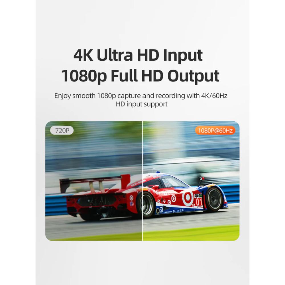 CABLETIME CB65G USB A+C to HDMI Video Capture Card | 1080P60Hz Output | 4K Input | Dual USB Interface | Aluminum Alloy Shell