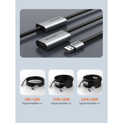 CABLETIME CA19 | Active USB 2.0 A Male to A Female Extension Cable | 480Mbps Data Transfer | Aluminum Shell | Multiple Length Options