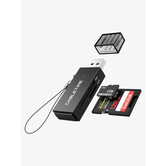CABLETIME CD41G | USB 3.0 A to SD Card Reader | Dual Slot | 5Gbps High-Speed