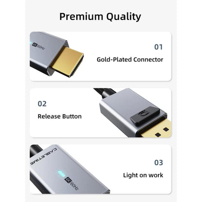 CABLETIME CD30K DisplayPort to HDMI Cable | 4K 60Hz UHD Video, Gold-Plated Connectors, 1.8m Length