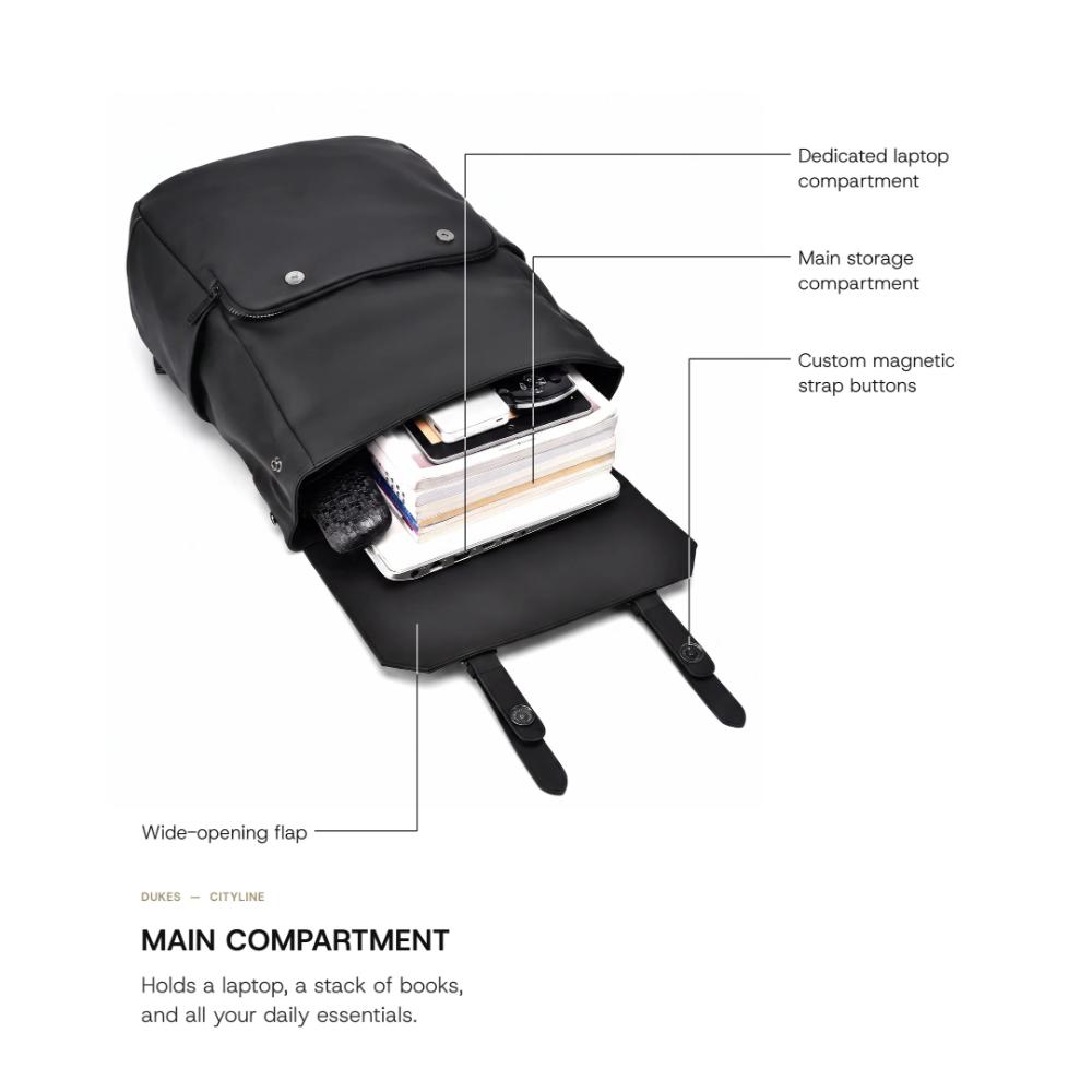 DUKES CITYLINE 22L Backpack | Premium PU Exterior | Water-Resistant | Dedicated Computer Interlayer | Magnetic Flap | Trolley Sleeve