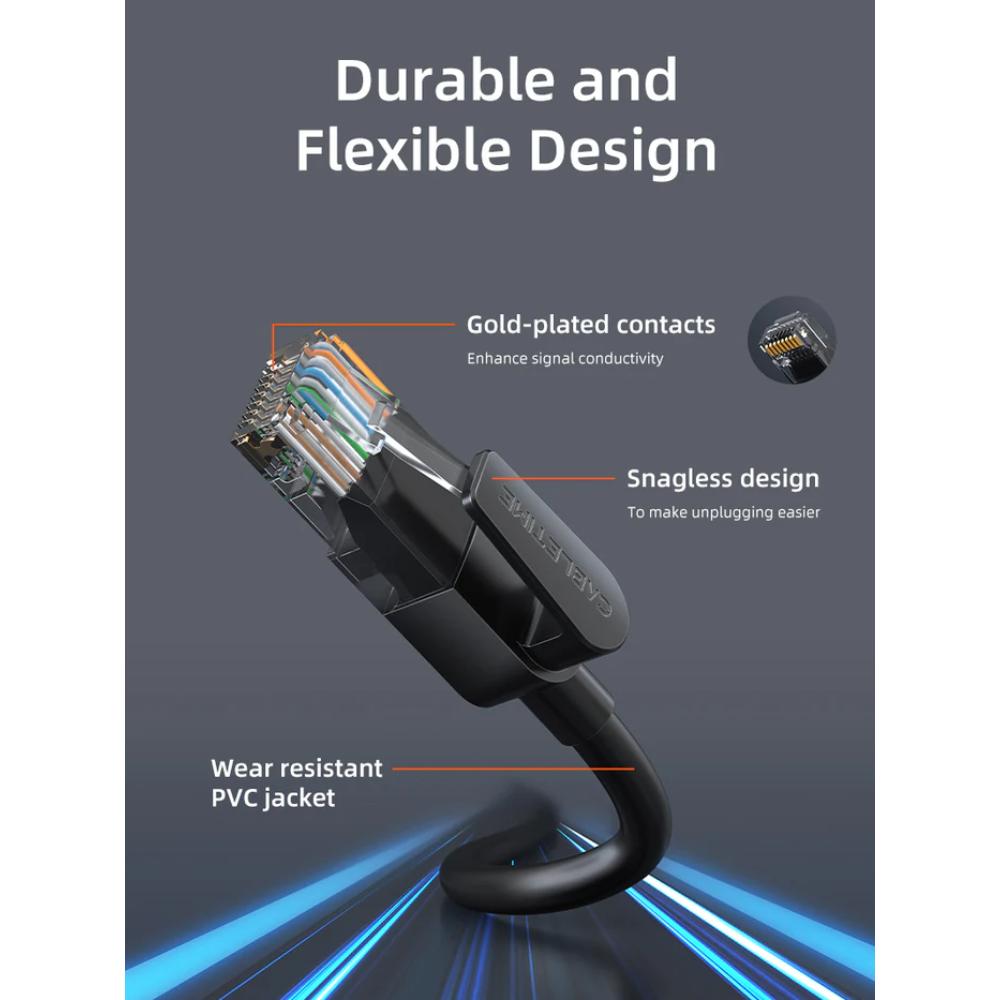 CABLETIME CN60 Cat 6 Ethernet Network Cable | 1000Mbps, 250MHz, UTP, Gold-Plated RJ45, PVC Jacket (1M - 30M)