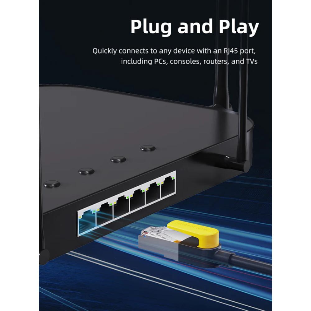 CABLETIME Cat 7 Ethernet Patch Cable | 10Gbps, 600MHz, S/STP Shielding, Gold-Plated Connectors (1M / 3M / 5M)