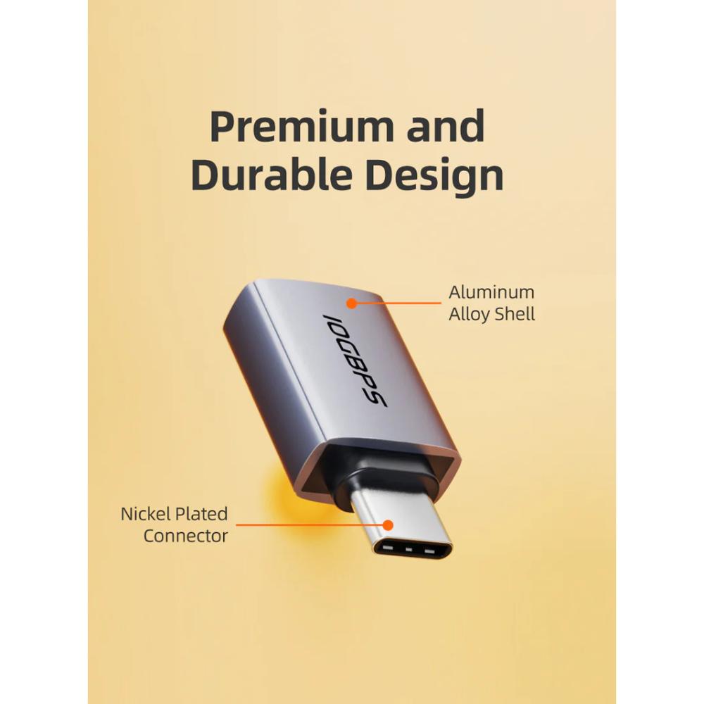 CABLETIME CP81G USB-C 3.2 Male to USB-A Female OTG Adapter | 10Gbps High-Speed Data Transfer | 3A Fast Charging | Aluminum Alloy Shell