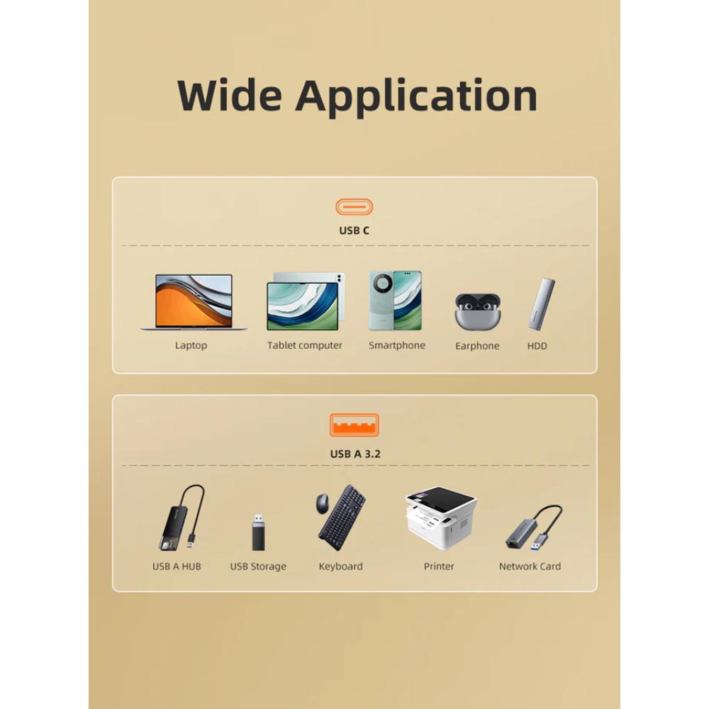 CABLETIME CP81G USB-C 3.2 Male to USB-A Female OTG Adapter | 10Gbps High-Speed Data Transfer | 3A Fast Charging | Aluminum Alloy Shell