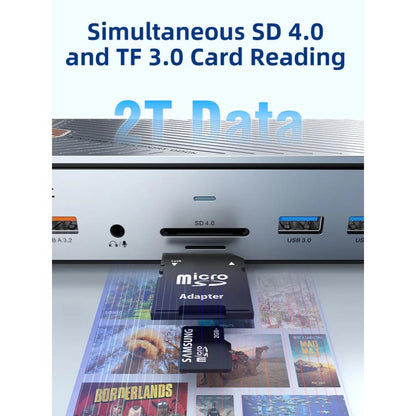 CABLETIME CB14G | 15-in-1 Universal USB-C Docking Station with Triple Display (2×HDMI + DisplayPort), 8K@30Hz, 100W PD, 10Gbps Data, Gigabit LAN