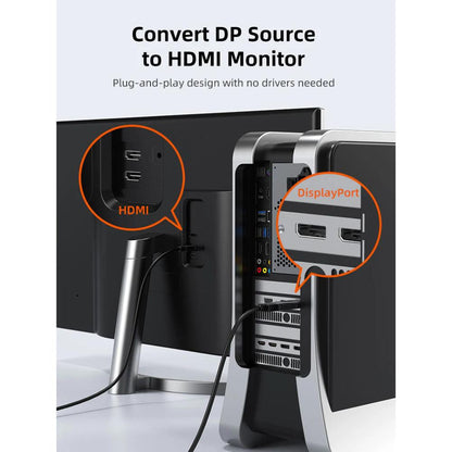 CABLETIME CP21B / CP22A | DisplayPort to HDMI Adapter | DP Male to HDMI Female | 4K@30Hz & 4K@60Hz