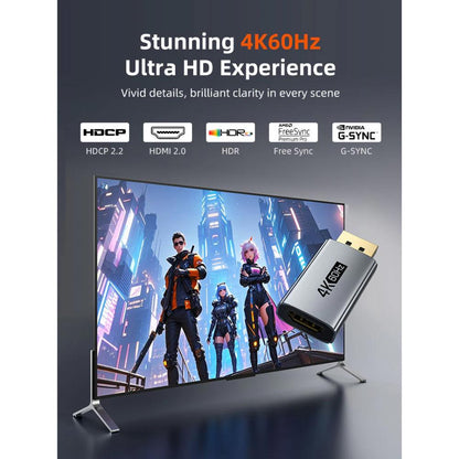 CABLETIME CP21B / CP22A | DisplayPort to HDMI Adapter | DP Male to HDMI Female | 4K@30Hz & 4K@60Hz